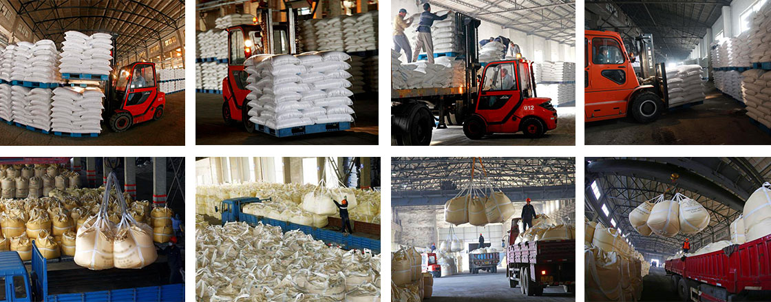 Armazenamento de carbonato de sódio, manuseamento de sacos e carregamento