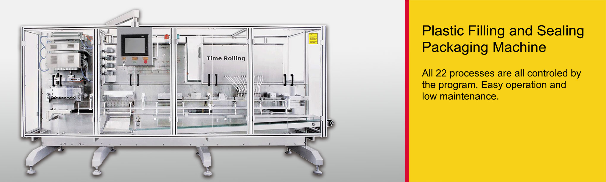 Máquina de enchimento e selagem de plástico — equipamento Time Rolling